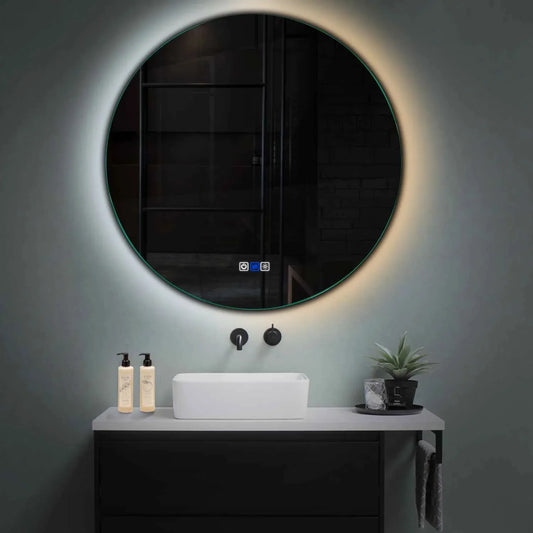 Round LED Mirror | Touch Buttons | Anti-Fog Function | Adjustable Color Temperature - Reyze Ambient Series Model 1