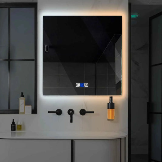Square LED Mirror | Touch Buttons | Anti-Fog Function | Adjustable Color Temperature - Reyze Ambient Series Model 1