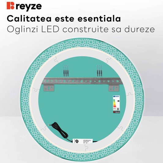 Round LED Mirror | Wall Switch Control | Cool White Light - Reyze Official Series Model 1