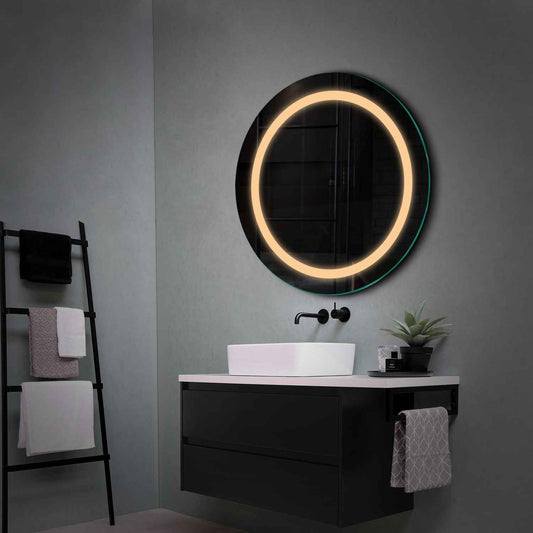 Round LED Mirror | Wall Switch Control | Warm White Light - Reyze Salono Series Model 1