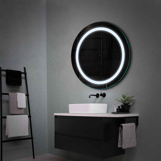 Round LED Mirror | Wall Switch Control | Cool White Light - Reyze Salono Series Model 1