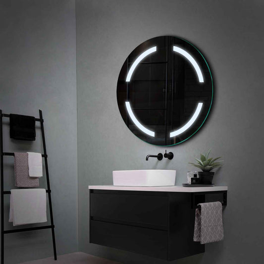 Round LED Mirror | Wall Switch Control | Cool White Light - Reyze Salono Series Model 2