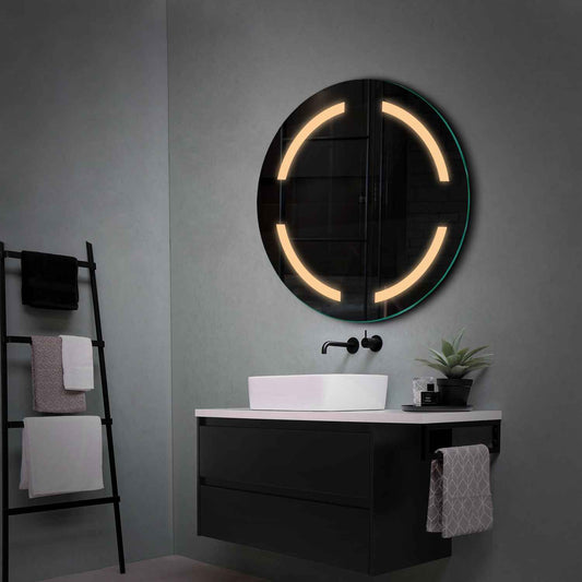 Round LED Mirror | Wall Switch Control | Warm White Light - Reyze Salono Series Model 2