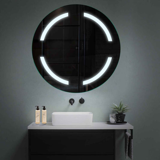 Round LED Mirror | Wall Switch Control | Cool White Light - Reyze Salono Series Model 2