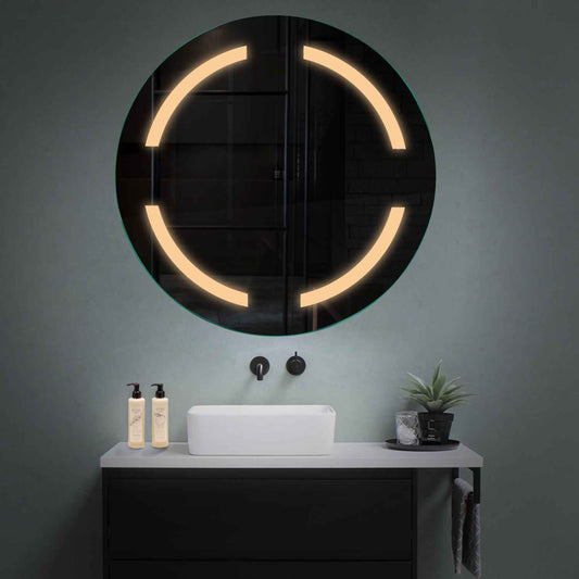 Round LED Mirror | Wall Switch Control | Warm White Light - Reyze Salono Series Model 2