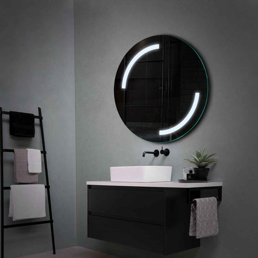 Round LED Mirror | Wall Switch Control | Cool White Light - Reyze Salono Series Model 3