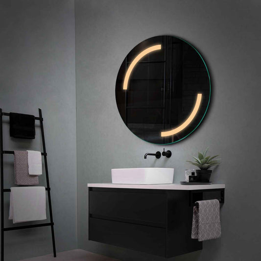 Round LED Mirror | Wall Switch Control | Warm White Light - Reyze Salono Series Model 3