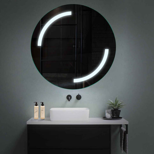 Round LED Mirror | Wall Switch Control | Cool White Light - Reyze Salono Series Model 3