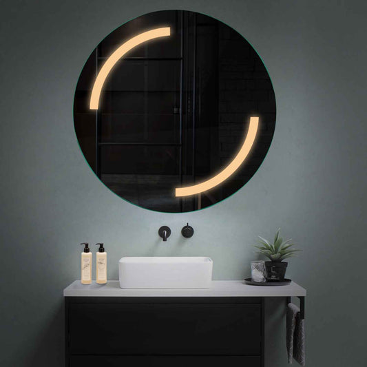 Round LED Mirror | Wall Switch Control | Warm White Light - Reyze Salono Series Model 3