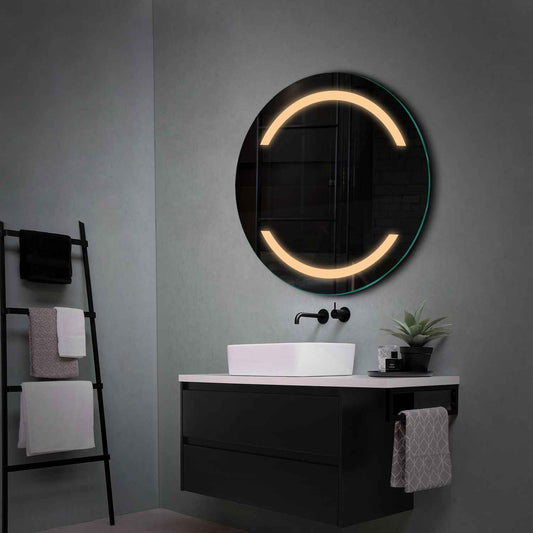 Round LED Mirror | Wall Switch Control | Warm White Light - Reyze Salono Series Model 4
