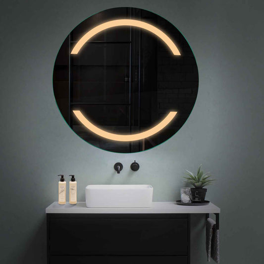 Round LED Mirror | Wall Switch Control | Warm White Light - Reyze Salono Series Model 4