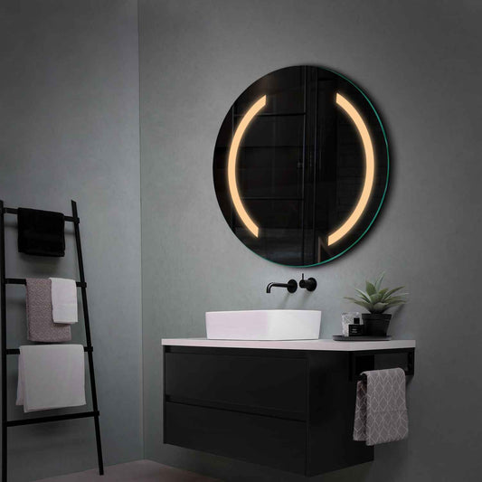 Round LED Mirror | Wall Switch Control | Warm White Light - Reyze Salono Series Model 5