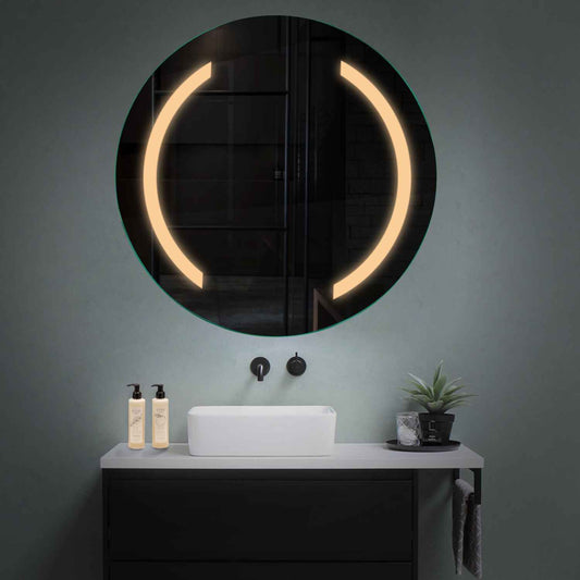 Round LED Mirror | Wall Switch Control | Warm White Light - Reyze Salono Series Model 5