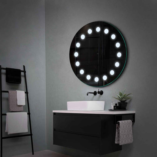 Round LED Mirror | Wall Switch Control | Cool White Light - Reyze Salono Series Model 6