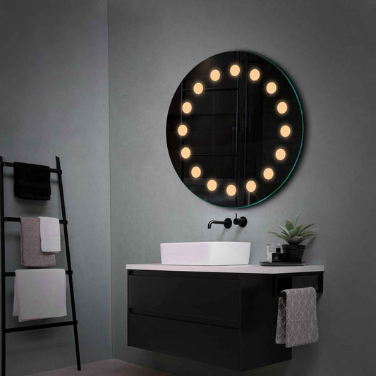 Round LED Mirror | Wall Switch Control | Warm White Light - Reyze Salono Series Model 6