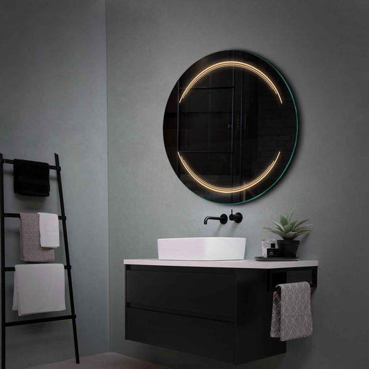 Round LED Mirror | Wall Switch Control | Warm White Light - Reyze Salono Series Model 7