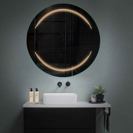 Round LED Mirror | Wall Switch Control | Warm White Light - Reyze Salono Series Model 7
