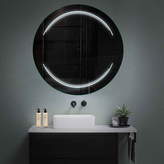 Round LED Mirror | Wall Switch Control | Cool White Light - Reyze Salono Series Model 7