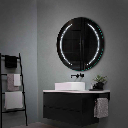 Round LED Mirror | Wall Switch Control | Cool White Light - Reyze Salono Series Model 8