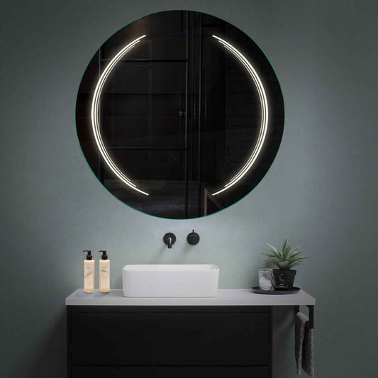 Round LED Mirror | Wall Switch Control | Neutral White Light - Reyze Salono Series Model 8