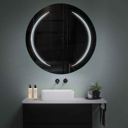 Round LED Mirror | Wall Switch Control | Cool White Light - Reyze Salono Series Model 8