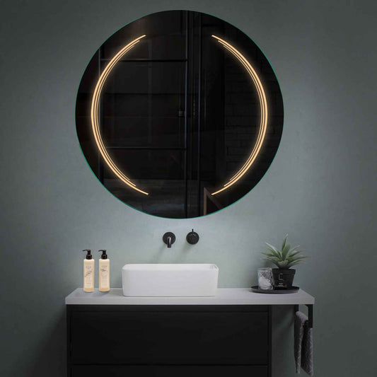 Round LED Mirror | Wall Switch Control | Warm White Light - Reyze Salono Series Model 8
