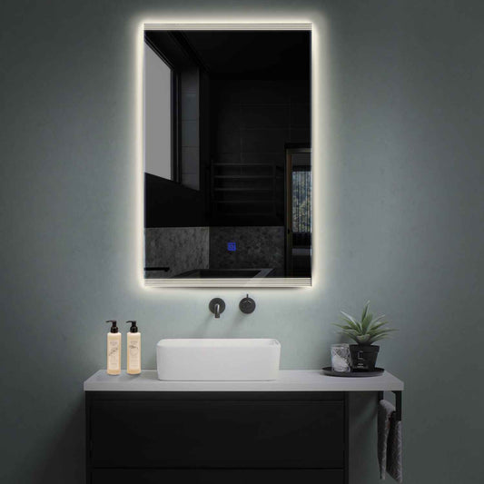 Vertical LED Mirror | Touch Button | Neutral White Light - Reyze Edge Series Model 8