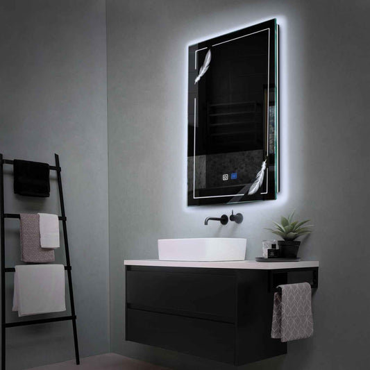 Vertical LED Mirror | Touch Buttons | Anti-Fog Function | Cool White Light - Reyze Good Vibes Series Model 2