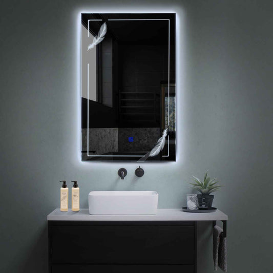 Vertical LED Mirror | Touch Button | Cool White Light - Reyze Good Vibes Series Model 2