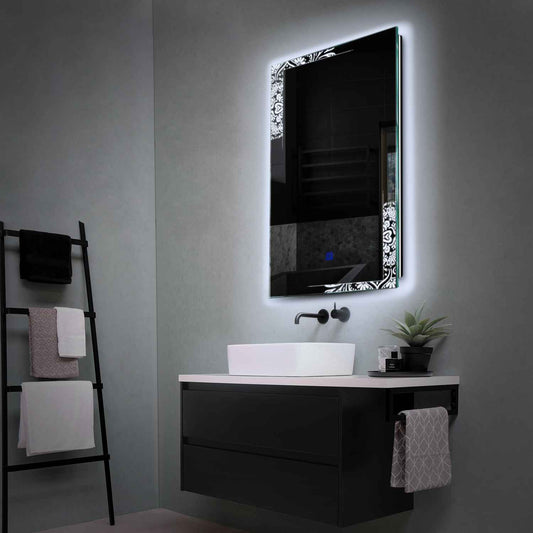 Vertical LED Mirror | Touch Button | Cool White Light - Reyze Good Vibes Series Model 4