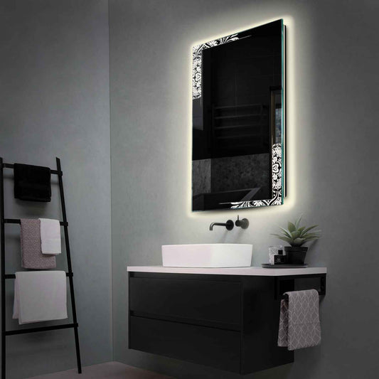 Vertical LED Mirror | Wall Switch Control | Neutral White Light - Reyze Good Vibes Series Model 4