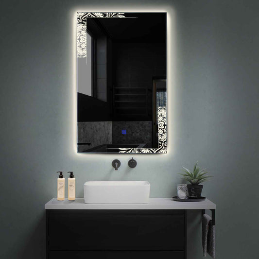 Vertical LED Mirror | Touch Button | Neutral White Light - Reyze Good Vibes Series Model 4