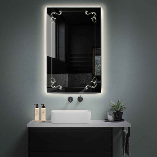 Vertical LED Mirror | Wall Switch Control | Neutral White Light - Reyze Good Vibes Series Model 5