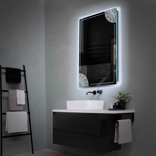 Vertical LED Mirror | Wall Switch Control | Cool White Light - Reyze Good Vibes Series Model 7