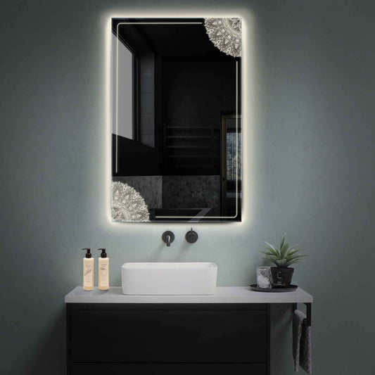 Vertical LED Mirror | Wall Switch Control | Neutral White Light - Reyze Good Vibes Series Model 7