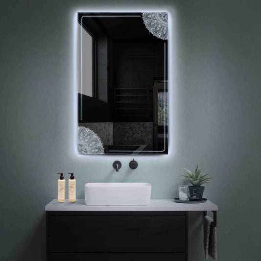 Vertical LED Mirror | Wall Switch Control | Cool White Light - Reyze Good Vibes Series Model 7
