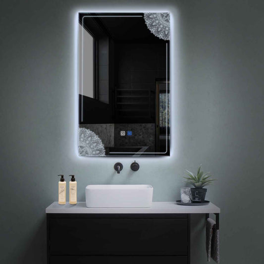 Vertical LED Mirror | Touch Buttons | Anti-Fog Function | Cool White Light - Reyze Good Vibes Series Model 7