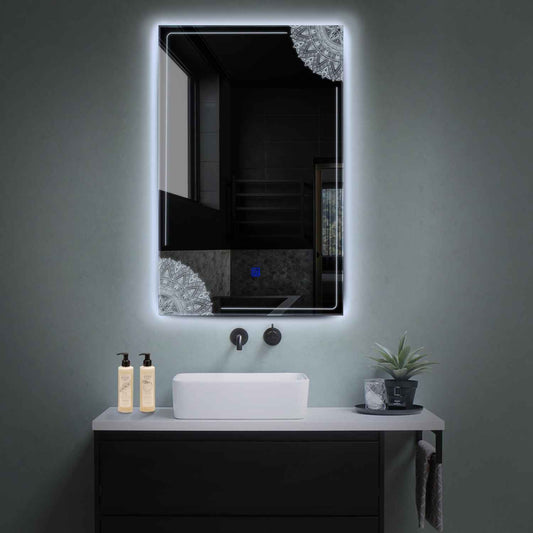 Vertical LED Mirror | Touch Button | Cool White Light - Reyze Good Vibes Series Model 7