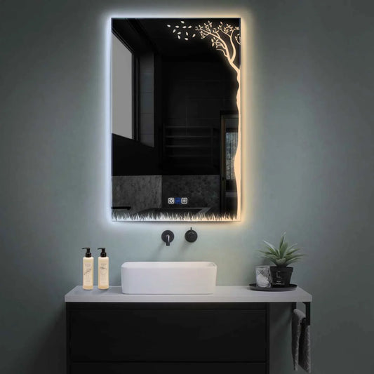 Vertical LED Mirror | Touch Buttons | Anti-Fog Function | Adjustable Color Temperature - Reyze Good Vibes Series Model 8