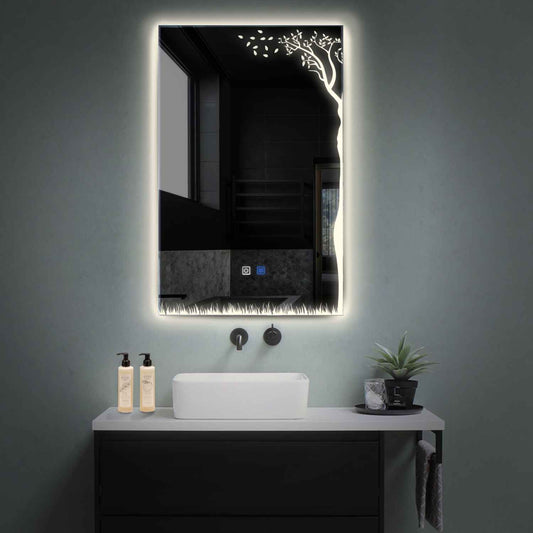 Vertical LED Mirror | Touch Buttons | Anti-Fog Function | Neutral White Light - Reyze Good Vibes Series Model 8