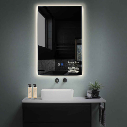 Vertical LED Mirror | Touch Buttons | Anti-Fog Function | Neutral White Light - Reyze Motivated Series Model 5