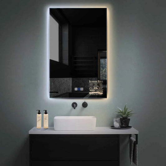 Vertical LED Mirror | Touch Buttons | Anti-Fog Function | Adjustable Color Temperature - Reyze Motivated Series Model 5