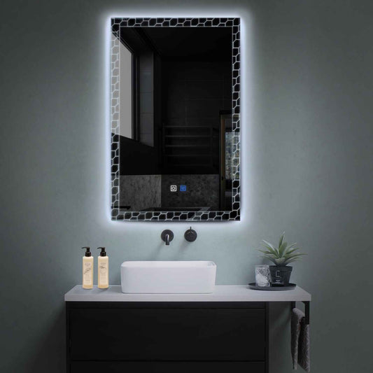 Vertical LED Mirror | Touch Buttons | Anti-Fog Function | Cool White Light - Reyze Official Series Model 7