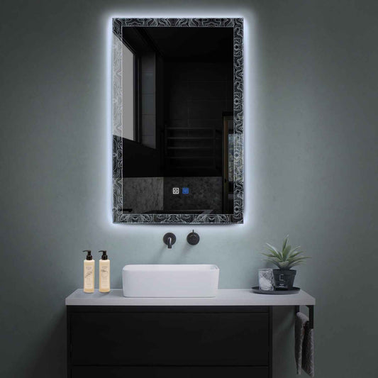 Vertical LED Mirror | Touch Buttons | Anti-Fog Function | Cool White Light - Reyze Official Series Model 8