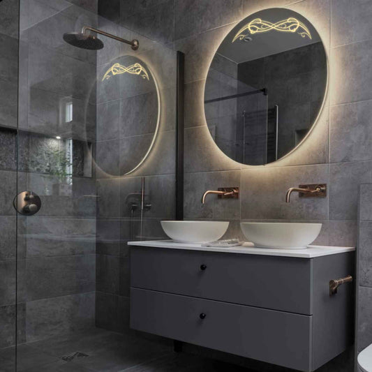 Round LED Mirror | Wall Switch Control | Warm White Light - Reyze Good Vibes Series Model 6