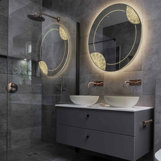 Round LED Mirror | Wall Switch Control | Warm White Light - Reyze Good Vibes Series Model 7