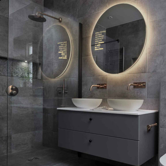 Round LED Mirror | Wall Switch Control | Warm White Light - Reyze Motivated Series Model 2