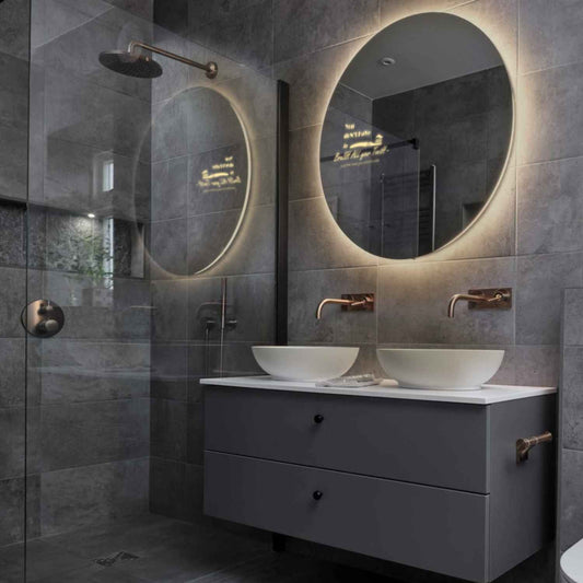 Round LED Mirror | Wall Switch Control | Warm White Light - Reyze Motivated Series Model 3