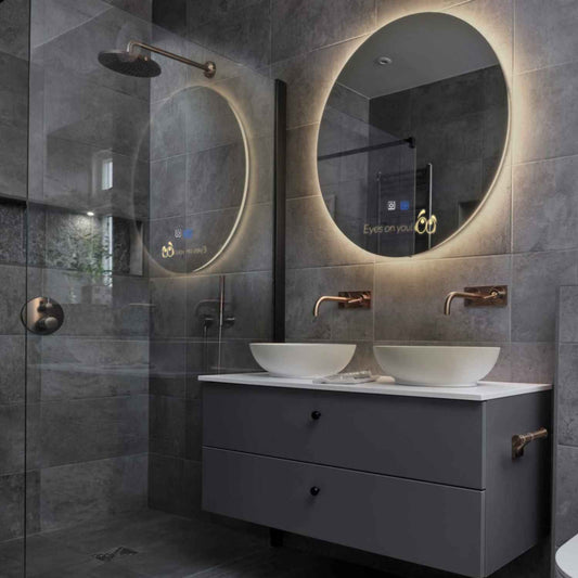 Round LED Mirror | Touch Buttons | Anti-Fog Function | Warm White Light - Reyze Motivated Series Model 8