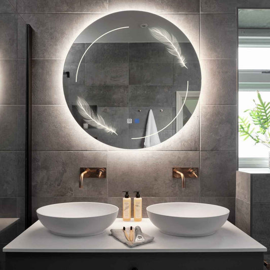 Round LED Mirror | Touch Buttons | Anti-Fog Function | Neutral White Light - Reyze Good Vibes Series Model 2